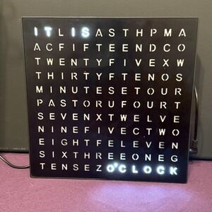 SHARPER IMAGE® LED Light-Up Word Clock, 7.75" Modern Design, Electronic Accent